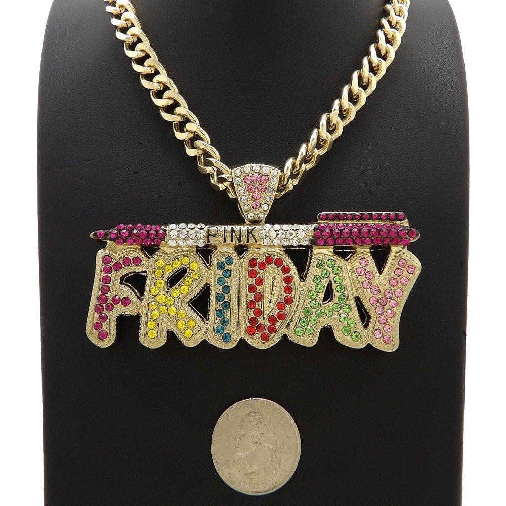 Pink Friday Nicki Minaj Pendant 18" Cuban Chain